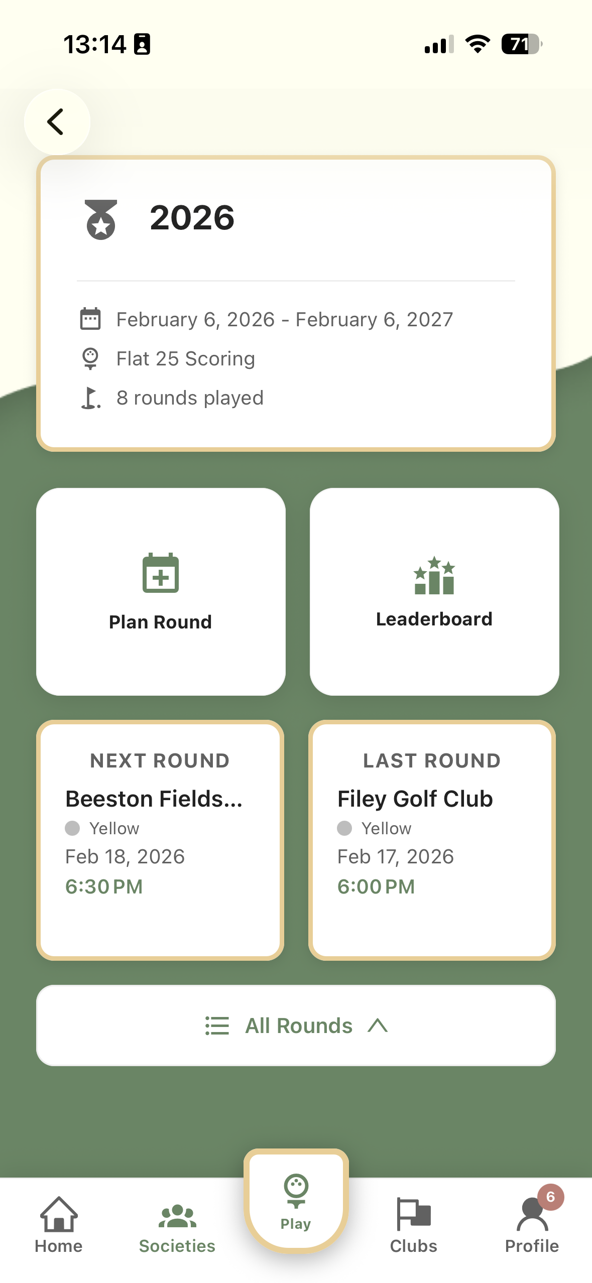 Season details screen