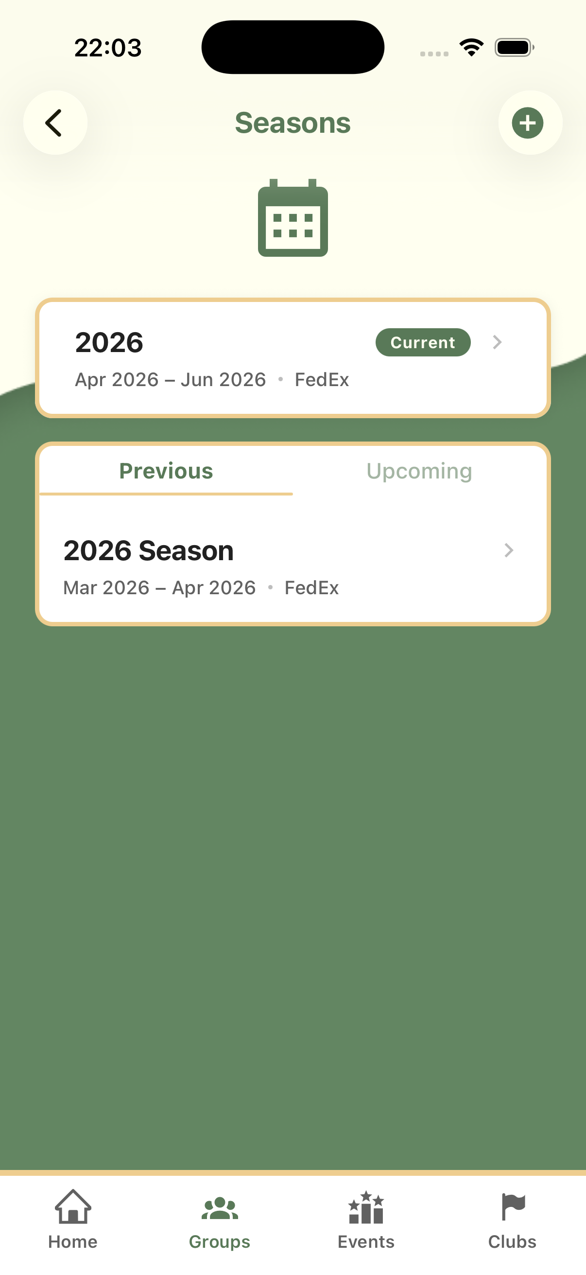 Seasons — current and previous